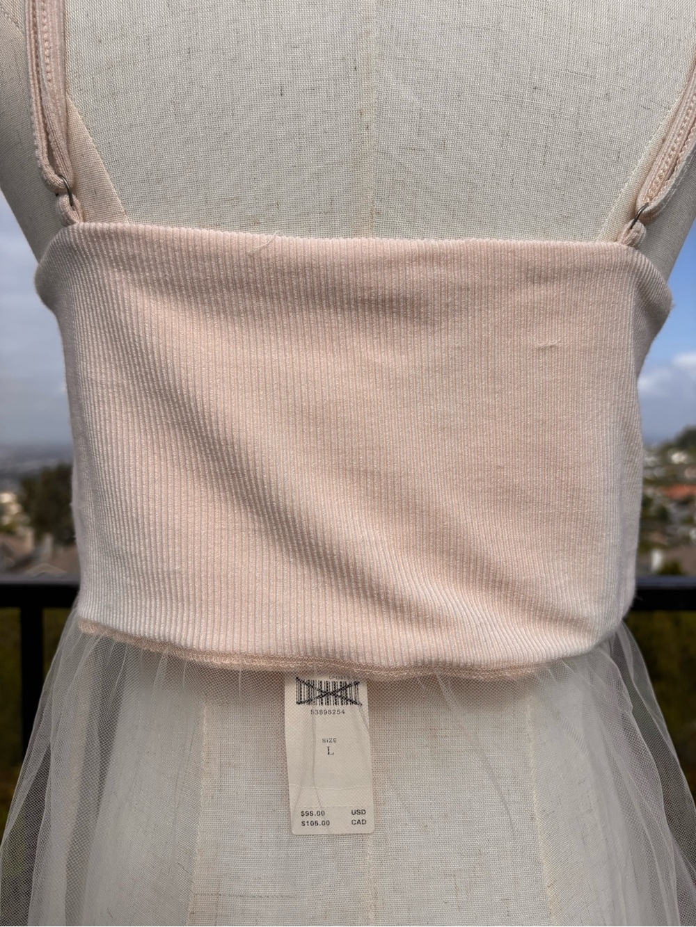 NWT! Anthropologie Sheer Tulle Maxi Dress Chai Adjustable Straps ~L - Picture 6 of 7